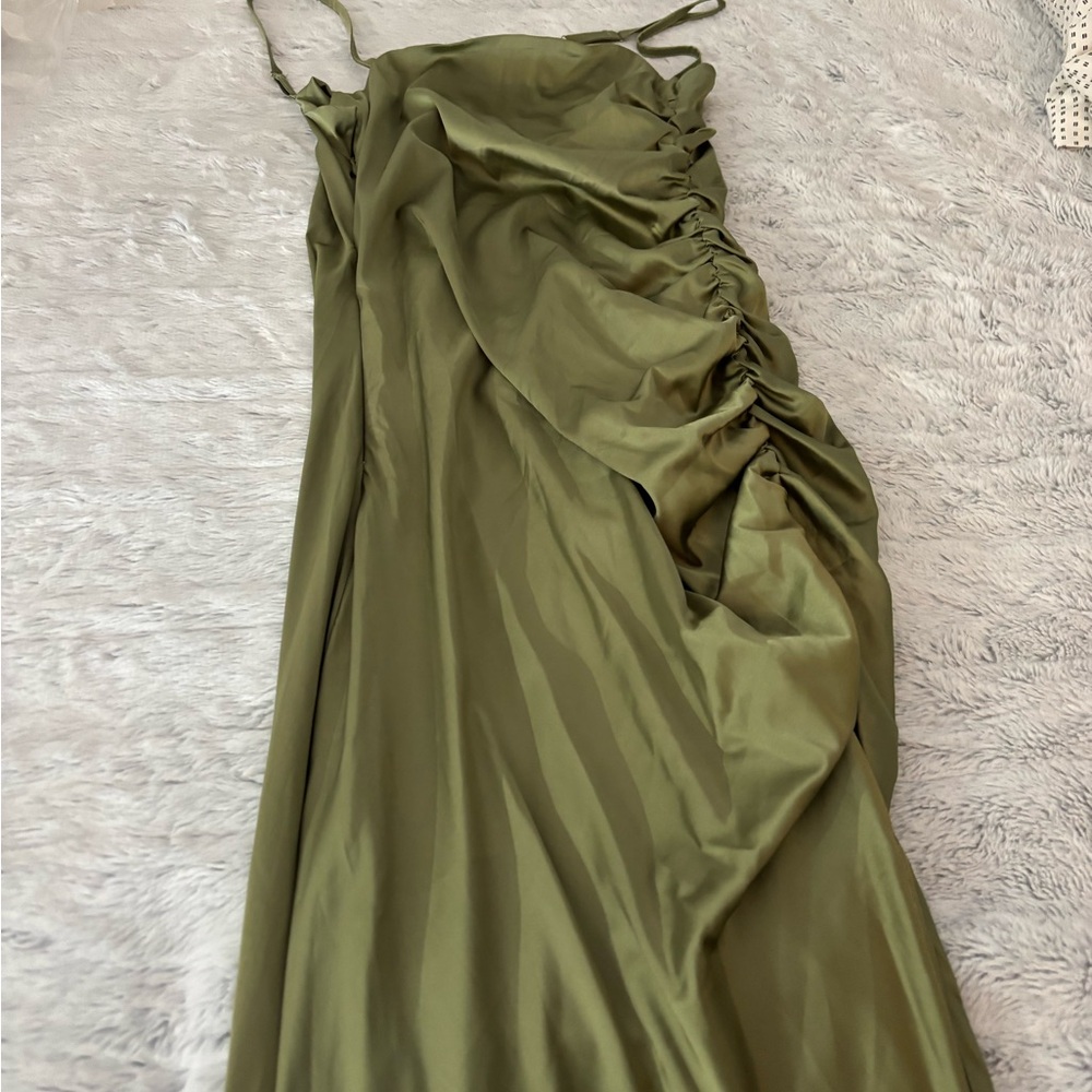 Cider Strapless Olive Green Dress